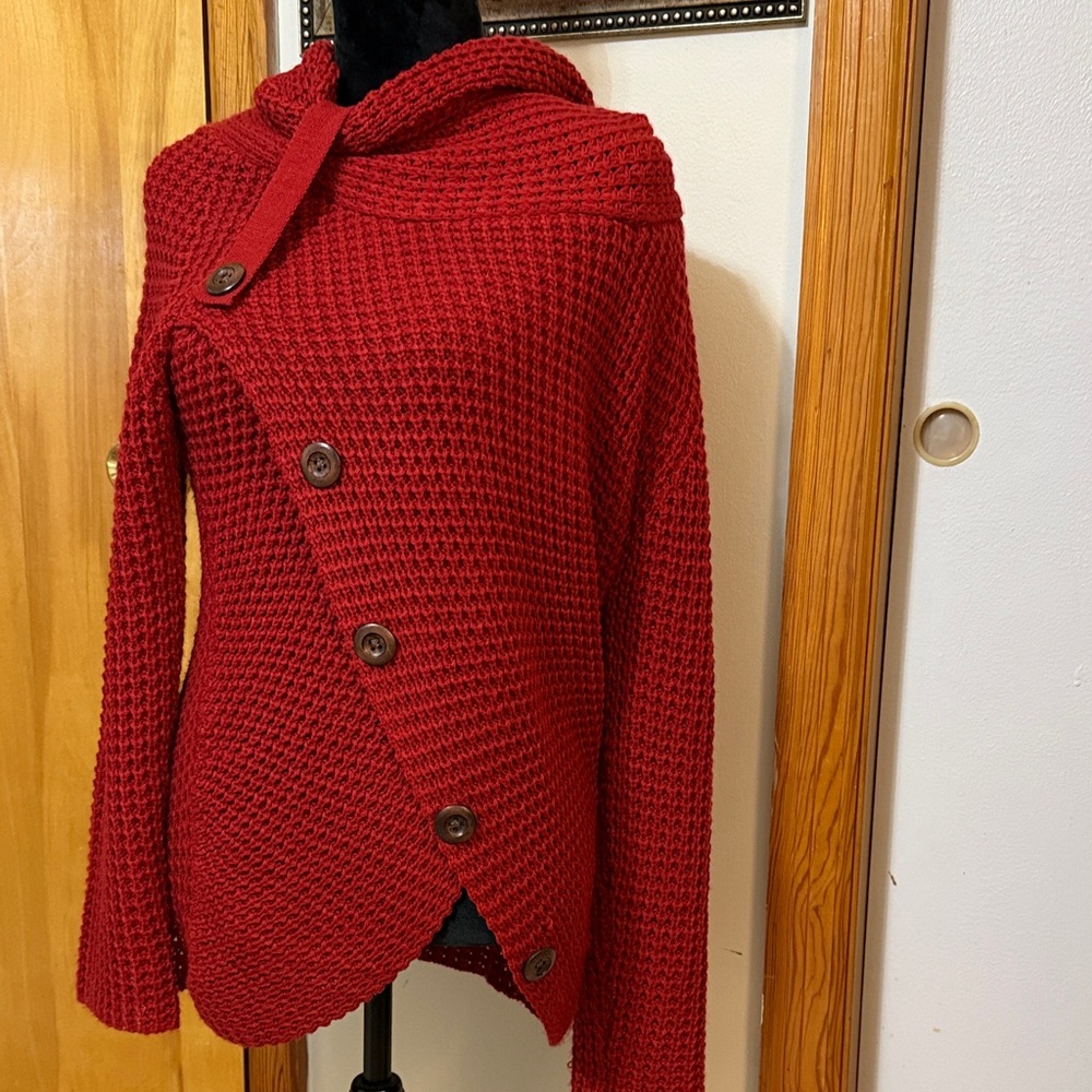 Indigo Soul Red Cowl Neck Sweater